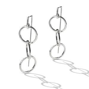 SILVER TRIO Long French Wire EARRINGS e10445